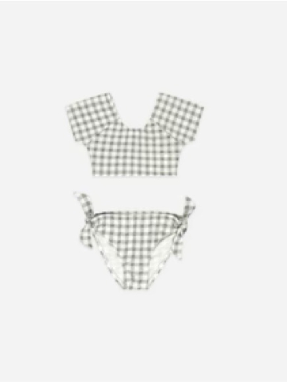 Rylee + Cru Cropped Rashgaurd Swimsuit Set size 6-7 in Eucalyptus Check Gingham